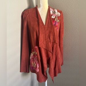 V Cristina Terracotta Floral Embroidered Blazer size M